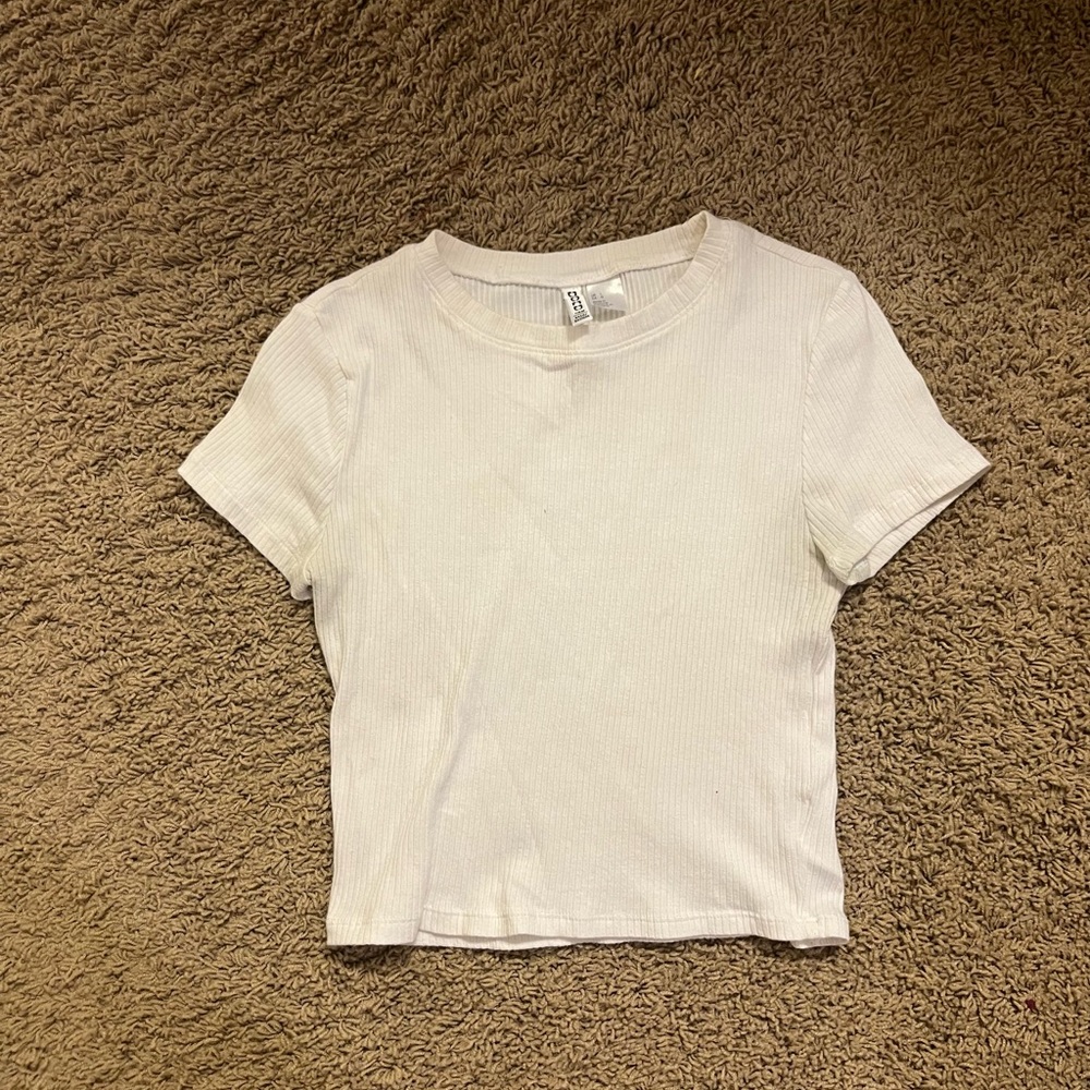 H&M white top, minimally cropped, size L